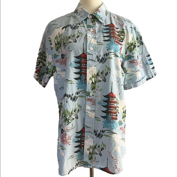 Firefly Lootwear Mens Dinosaur Hawaiian Shirt Limited Edition Blue Pagoda Sz M - Picture 1 of 9